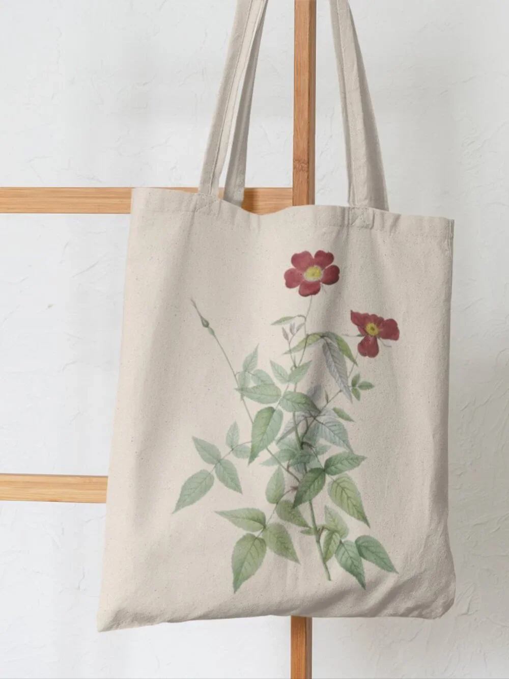 Indian Rose Vintage Floral Print Graphic Canvas Tote Bag